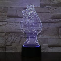 2024, seglare måne barn sovrum anime bordslampa 3d led nattlampa