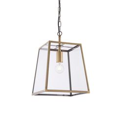 Endon Lighting Enkelt vedhæng Lys Matt Antikke Messing Plate, Klar Glas