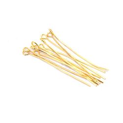 Uclac 200stk / Lot Eye Head Pins Perler Pins Øreringe Wire DIY smykker Making Craft Guld 20x0.7mm