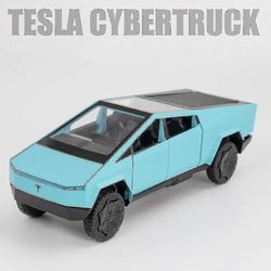 1:32 Tesla MODEL X MODEL 3 MODEL S MODEL Y Alloy Car Model Diecasts Toy Car Ääni ja valo Lasten lelut lapsille Lahjat Poika lelu Cybertruck sininen