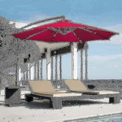 3m pyöreä puutarha päivänvarjo sateenvarjo ulkoterassi aurinkovarjo katos 3m 6/8x varsi punainen 2m 6bones