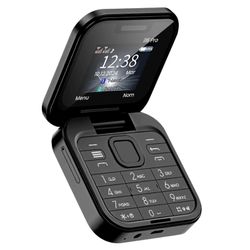 Avizar Taitettava matkapuhelin, jossa Dual SIM FM-radion akku 1000mAh, musta