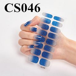16 stykker / ark Fuld dækning indpakket neglelak sticker strimler Nail Art Dekoration Solid Color CSO46 3pcs