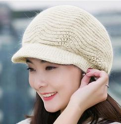 Langytx Kvinders Vinter Varm Cap Slouchy Kabelstrikket Beanie Skull Hat Med Visir Farve 5 ONE SIZE