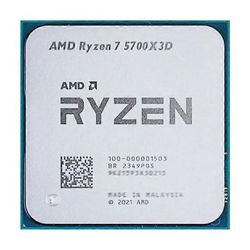 Ryzen 7 5700X3D prosessori - kanta AM4 8 ydintä 16 säiettä 3,4 GHz 4,5 GHz Turbo 96 Mt L3-välimuisti 105 W TDP.