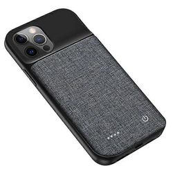 Yhteensopiva iPhone 12 Pro Maxin 6,7 tuuman Oxford-kangasakkukotelon 6800 mAh kannettavan akun kanssa ladattava älykäs laturikotelo Monivärinen