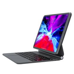iPad Pro 12.9 (2022)/(2021)/(2020)/(2018) nahkainen tablettijalustakotelo Bluetooth-näppäimistö Monivärinen Black