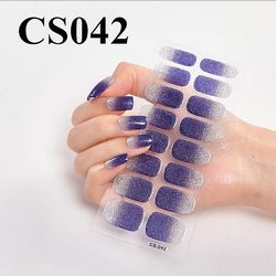 16 stykker / ark Fuld dækning indpakket neglelak sticker strimler Nail Art Dekoration Solid Color CSO42 1pcs
