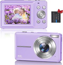 Digital Camera kompaktkamera med 32GB kort, 44MP 1080p HD kamera 2,4 tommer LCD 16x digital zoom genopladeligt digitalkamera til børn, teenagere, 1...