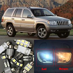 10x Canbus LED-sisävalopaketti vuosille 1999 2000-2004 Jeep Grand Cherokee hansikaslokero Kartta Kupolin tavaratila Rekisterikilven valo