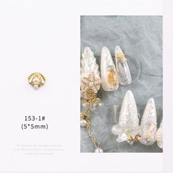 Nail Art smykker Pearl Skaldyr Søstjerner Love Pendant Ring Tide Nail Diamond 1531 guld