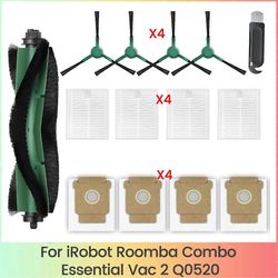 IRobot Roomba Combo Essential Vac 2 Q0520 -pölynimurin varaosat Pääsivuharjan suodattimet pölypussit
