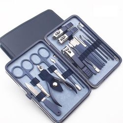 Zhuopai Blue Nail Enhancement Tool Set, rustfrit stål negleklipper sæt, hjem manicure klippere 18 sæt 18 sets