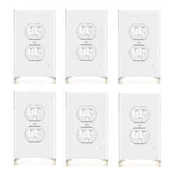 High-great Tech 6packs dekoruttak veggplater med LED-guide nattlys bygger på sensor Elektriske opplyste pluggplater dekker plate med energieffektiv...