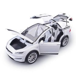 Toy Cars 1:24 Tesla Model X SUV Alloy Car Model Painevalettu metalli Ajoneuvot Automalli Simulointi Ääni- ja valokokoelma Lasten lelulahja Valkoinen