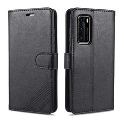 AZNS Lampaannahka Tekstuuri Vaakasuora Flip Nahkakotelo Pidikkeellä & Korttipaikoilla & Lompakko Huawei P40 / P40 Prolle Musta
