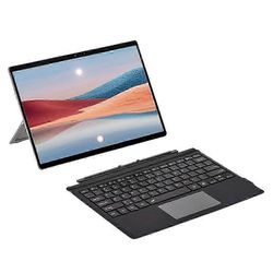 Microsoft Surface Pro 7+/7/6/5/4/3 yhteensopiva näppäimistö taustavalaistulla kosketuslevyllä ja mikrokuituisella PU-nahkakotelolla Monivärinen Grey