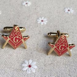 Bricks Masons Master mason rød firkant og kompas frimurerisk manchetknapper