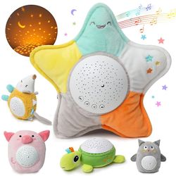 Jying Soft Stuffed Sleep Led Night Lamp Udstoppede Animal Plys Legetøj med musik &stjerner Projektor Light Baby Legetøj til børn Gaver søstjerne