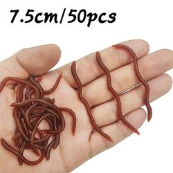Naturtro rød orm blød lokke regnorm 7,5 CM 50 STK. A