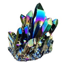 Eocici Naturlig kvarts krystall regnbue titan klynge mineralsteiner 15g