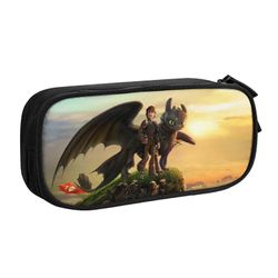 i172 Kuinka kouluttaa lohikäärmeen hampaatonta kynäkoteloa suurikapasiteettinen kynäkotelo kaksinkertainen vetoketjullinen kynälaukku toimiston pap...