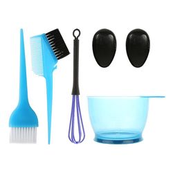 5 stk Hårfarvning Kit, Kam, Børste, Skål, Til farvning Hår, Blegning Dye, Frisør (Blå)