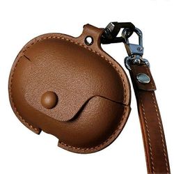 Yhteensopiva Huawei FreeClip langattoman latauskotelon kanssa Nahkakansi Pudotussuoja lyhyellä hihnalla Ruskea