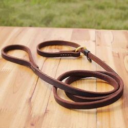 Aito nahkainen koiran liukuhihna Säädettävä lemmikkikoiran liukuketju liukusäätimellä vahva litteä nahkakoira T 1.2CM x 170CM