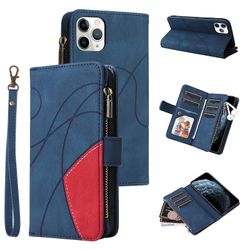 Foxdock Kompatibel med Iphone 11 Pro Max lommebokveske med kortspor Pu glidelås i skinn Flip Folio Cover Blå