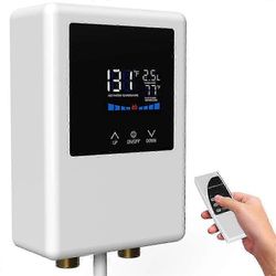 Unbrand Vedenlämmitin sähköinen, 5500W välitön kuumavesivaraaja kaukosäätimellä ja LCD-kosketusnäytöllä vedenlämmitin US pistoke jy