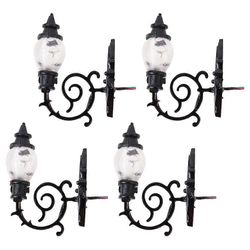 Mini seinävalaisin musta ruostumaton teräs sisustukseen 4kpl miniatyyri LED-valot 1:87 koko 1.7X2.3CM