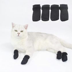 4 kpl kissojen kynsisuojukset naarmuuntumissuoja kissoille, hengittävä verkko kissan tassusuojat s202412245200 Musta 8X7X0.5CM