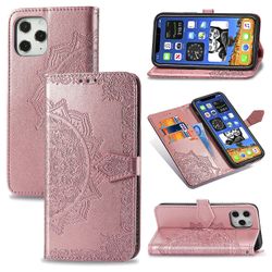 Etui til iphone 11 Pro Max Cover Læder Tegnebog Cover Prægning Mandala Magnetisk Flip Protection Stødsikker - Rose Gold