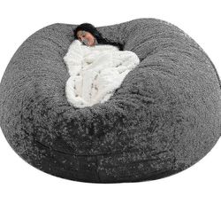 Nye Extra Large Bean Bag Chairs Couch Sofa Cover Innendørs Lazy Lounger for voksne Kids Sellwell uten stol Mørk grå 135*65CM
