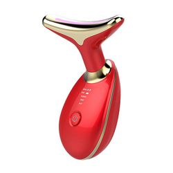 Jying Hals Ansigt Beauty Device 3 farver Led Photon Therapy Hud Stramme Reducer Double Chin Anti Wrinkle Fjern Hudpleje Tools rød