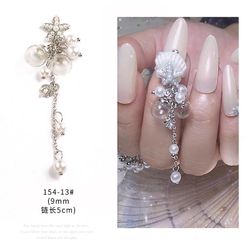Nail Art smykker Pearl Skaldyr Søstjerner Love Pendant Ring Tide Nail Diamond 15413 sølv