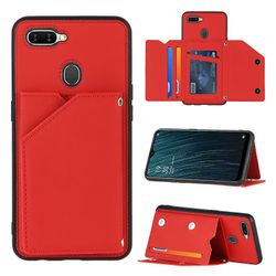 Gangxun Sag For Oppo A12/a7/a5s Vintage Cuir Cover Læderetui Kofanger - Rouge