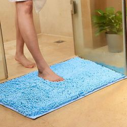 Barsinfi 40x60cm Blød absorberende bademåtte Badeværelse Badetæppe Blå