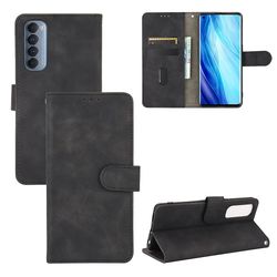 Etui til Oppo Reno 4 Pro 4g Cover Premium Læder Med Kortholder Flip Folio Magnetisk Etui Coque - Sort