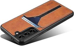 Etui til Samsung Galaxy S21, pu læder tegnebog med kreditkort slot holder ultra slank beskytter taske til Samsung Galaxy S21 (brun