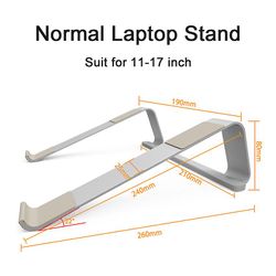 11-17 tommers aluminiumslegering bærbar stativ bærbar sokkelstativ for Macbook Air Pro sklisikker datamaskin kjølebrakett Sølv normal