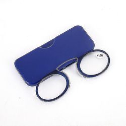 Portable Clip Nose Mini lesebriller med neseklemme Menn Kvinner Lesere Resept Legless Briller 1.0 1.5 2.0 2.5 3.0 3.5 blå 200 degree