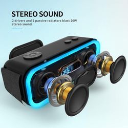 Bisbisous DOSS SoundBox Pro Bluetooth 4.2 kaiutin 20W dual driver kaiutin laatikko Parempi basso stereo pariliitos Monivärinen LED-valo 12 tuntia i...