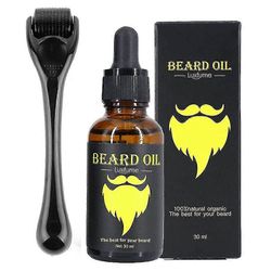 Parran kasvusarja, Beard Derma Roller 0.3mm, partaöljy miehille Kasvojen hiusten kasvu edistää uusien ja vanhojen hiusten kasvua