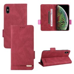 Gangxun Etui til Iphone Xs Max læderetui Folio Flip med kreditkortspor Etui Coque Rød