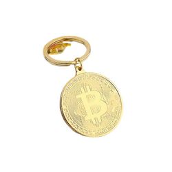 Bitcoin Key Chain Metall Guldmynt guld