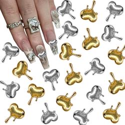 20 stycken Hjärtformade Nagel Charms 3d Metall Silver Guld Hjärta Formade Nagel Charms Nagel Pärla Smycken Alloy Nail Art Charms