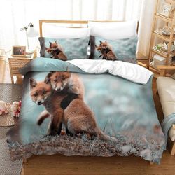 Kerota Art Fox käännettävä pussilakanasetti, pehmeä mikrokuitu, vetoketjusuljin lapsille, teini-ikäisille ja aikuisille Single135x200cm