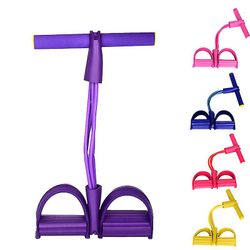 4 Tube Fitness Resistance Bands Latex Pedal Exerciser Sit-up Pull Rope Expander Rosa 1 pc